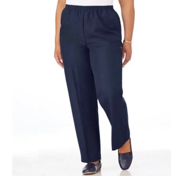 Alfred Dunner Classics 16 SHORT Navy Blue Solid - Picture 1 of 5